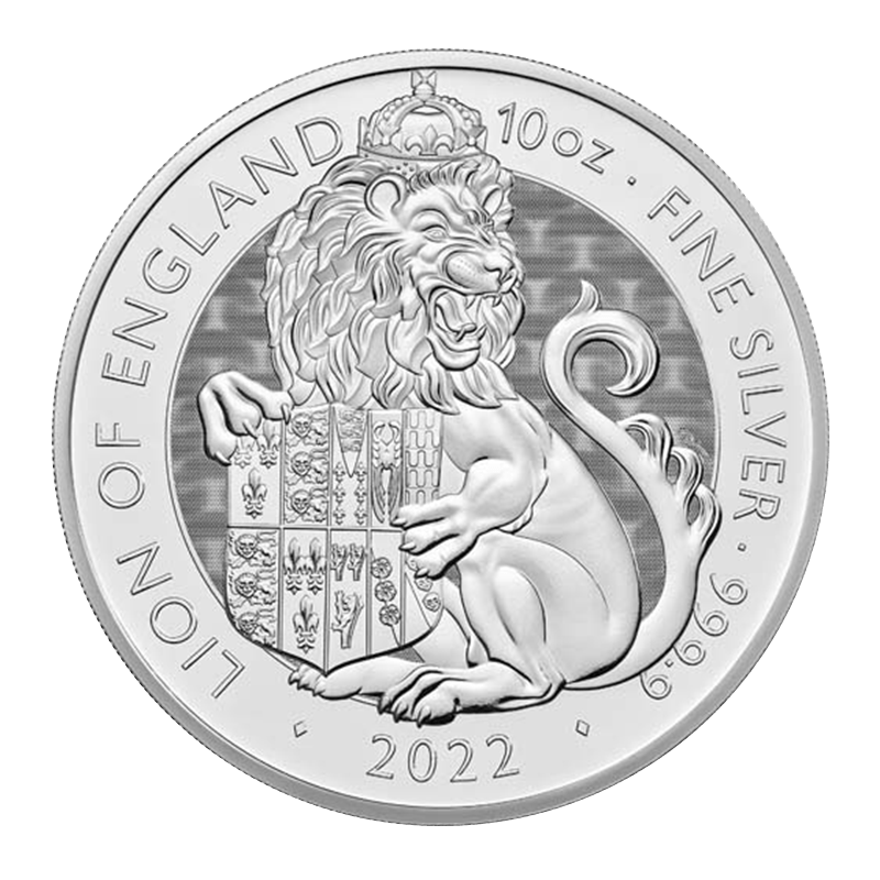 Image for 10 oz Tudor Beasts Lion of England Silver Coin (2022) from TD Precious Metals